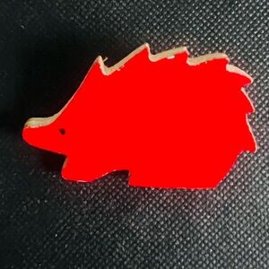 Hedgehog Brooch British Wooden Brooch 1980s Vintage